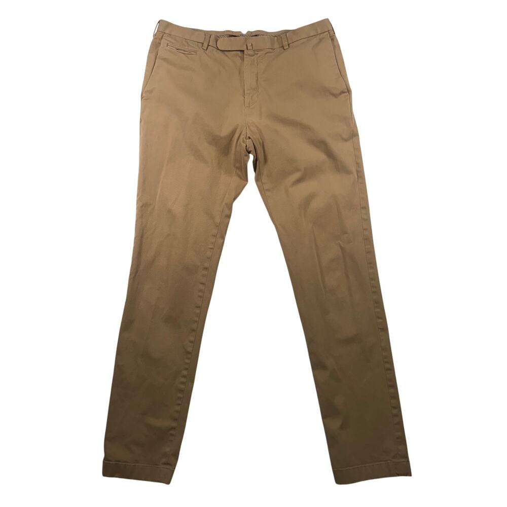 Brooks Brothers Men’s 36x34 Red Fleece Chino Pants Stretch Cotton Tan Flat Front - Picture 2 of 7